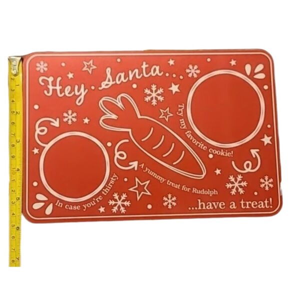 Hey Santa Christmas Tray 13x9 Red Holiday Cookie Charcuterie Board Reindeer Deco - Picture 5 of 6